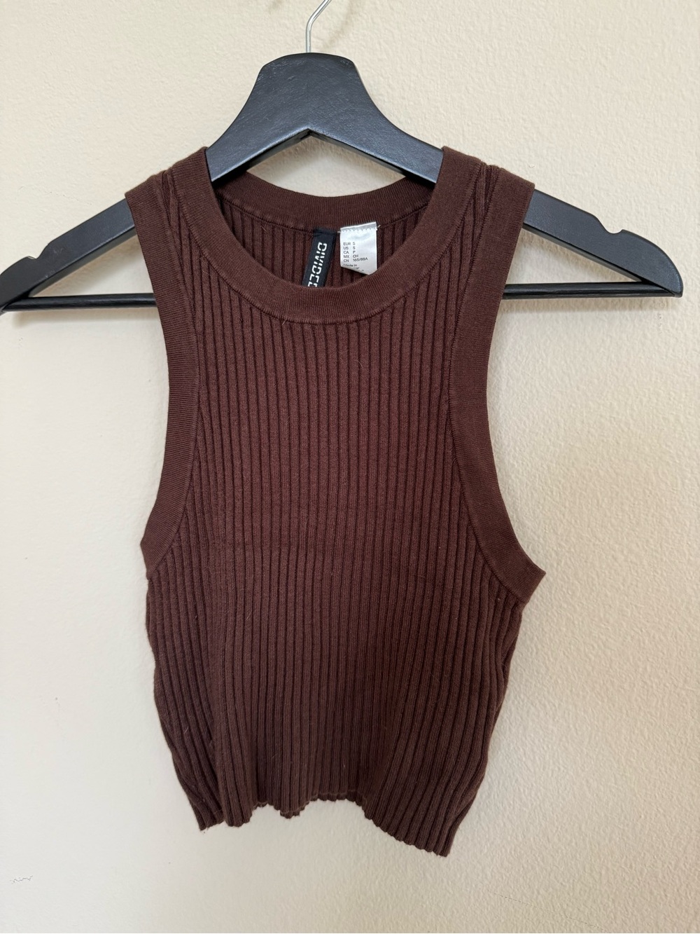 Divided Ribbed Tank Top in Chocolate Brown